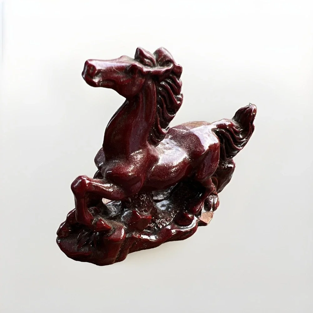 Lot of 2 Red Resin Horse Figurine Statues Decorative Home  minor detail